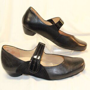 Kumfs Size 9.5 / 40.5 / 540 XW Black Leather Mary Jane Square Toe Low Heel Shoes
